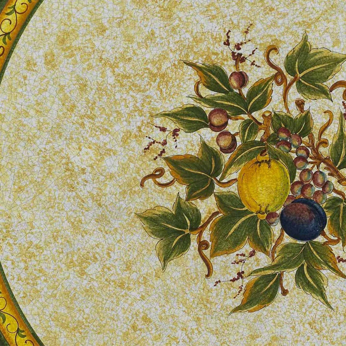 CERAMIC STONE TABLE + IRON BASE: SPOLETO Design - Hand Painted in Deruta, Italy. - Artistica.com