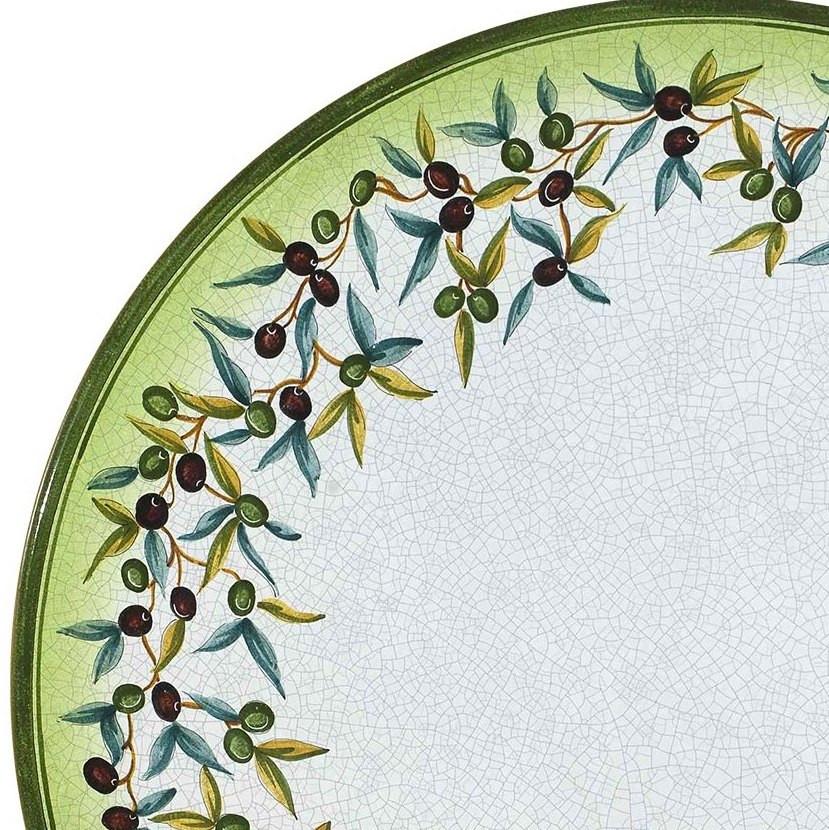 CERAMIC STONE TABLE + IRON BASE: TREVI Design - Hand Painted in Deruta, Italy. - Artistica.com