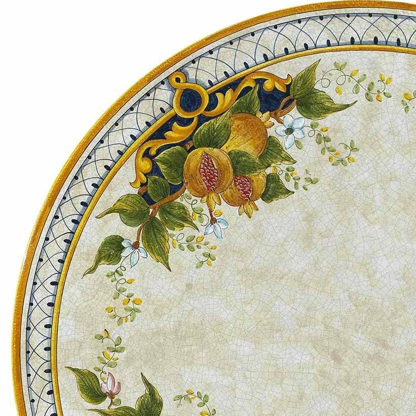 CERAMIC STONE TABLE + IRON BASE: TROPEA Design - Hand Painted in Deruta, Italy. - Artistica.com