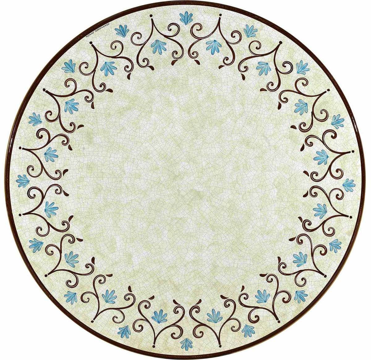 CERAMIC STONE TABLE + IRON BASE: USA2 Design - Hand Painted in Deruta, Italy. - Artistica.com