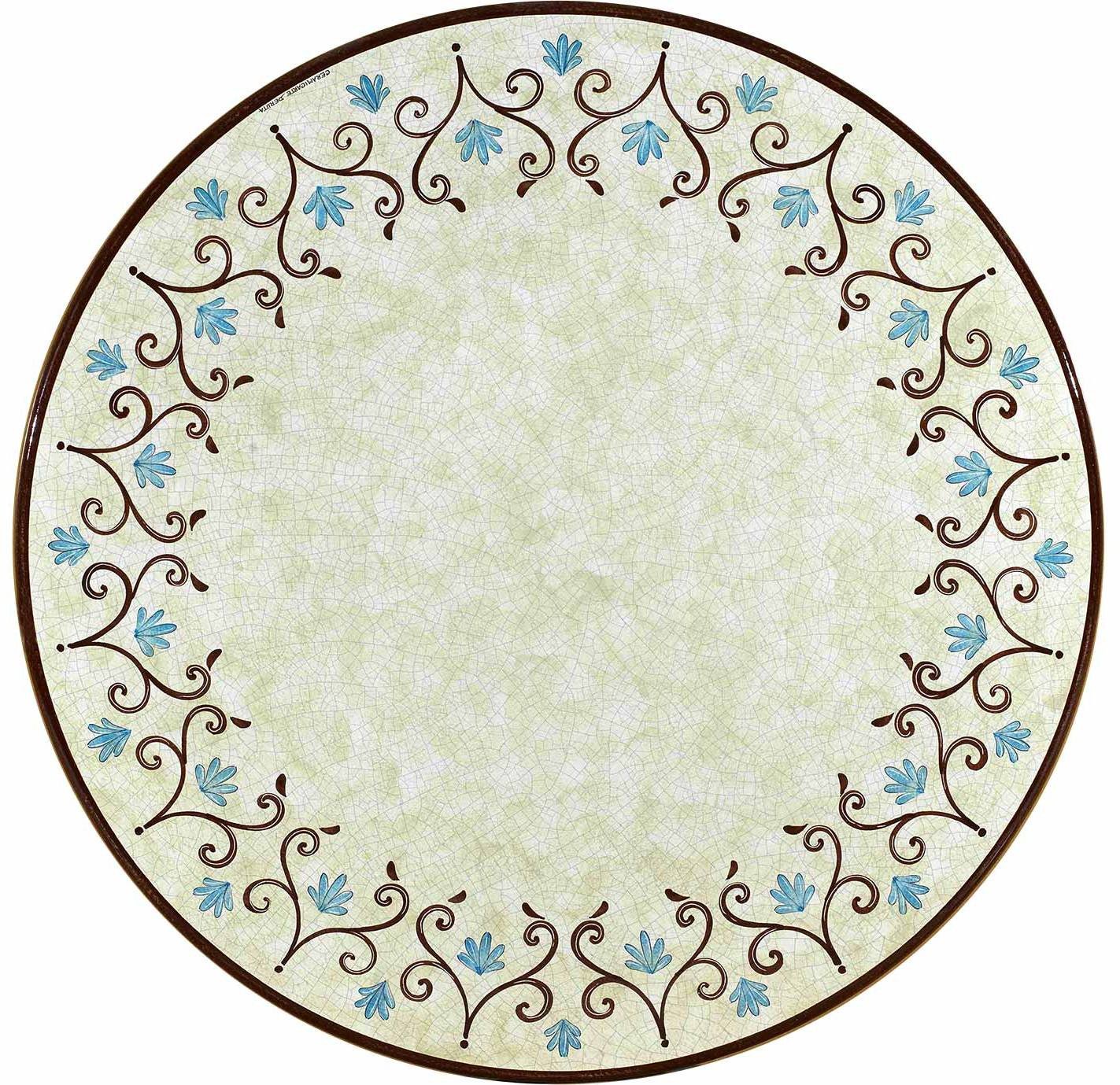 CERAMIC STONE TABLE + IRON BASE: USA2 Design - Hand Painted in Deruta, Italy. - Artistica.com