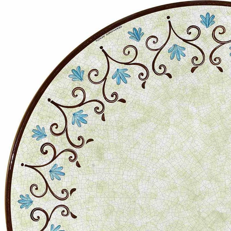 CERAMIC STONE TABLE + IRON BASE: USA2 Design - Hand Painted in Deruta, Italy. - Artistica.com