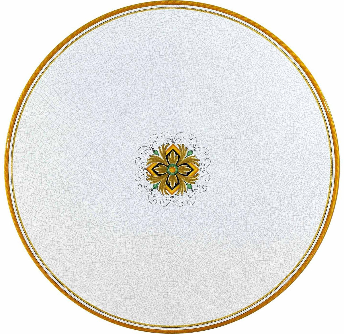 CERAMIC STONE TABLE + IRON BASE: USA Design - Hand Painted in Deruta, Italy. - Artistica.com