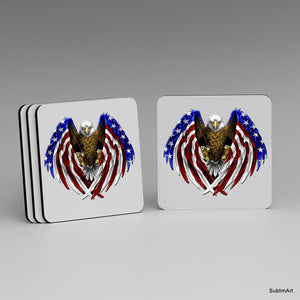 SUBLIMART: MDF Hardboard Set of 4 Coasters - Design: Patriotic USA 01