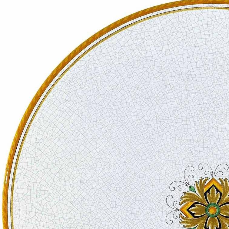 CERAMIC STONE TABLE + IRON BASE: USA Design - Hand Painted in Deruta, Italy. - Artistica.com