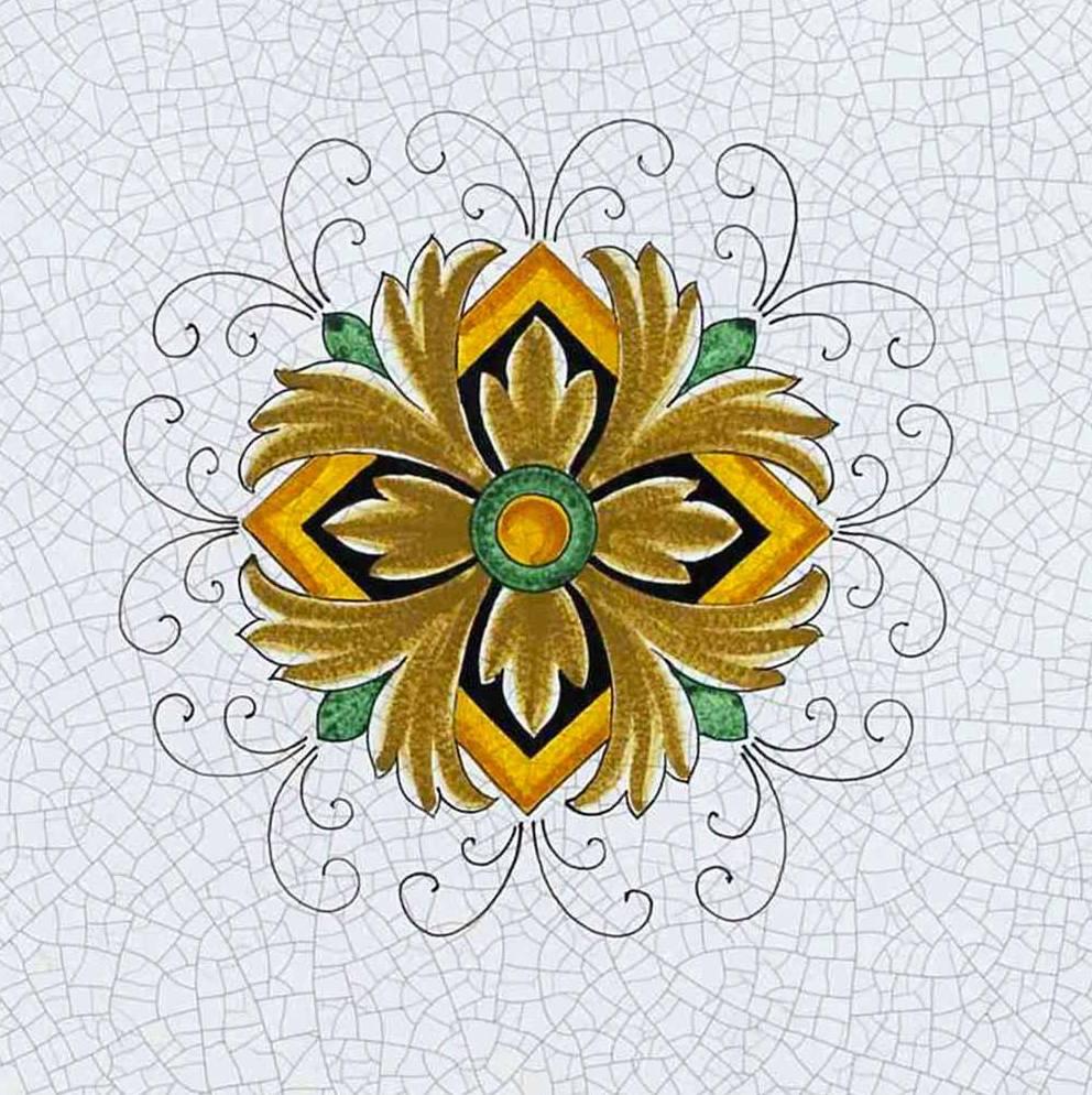 CERAMIC STONE TABLE + IRON BASE: USA Design - Hand Painted in Deruta, Italy. - Artistica.com