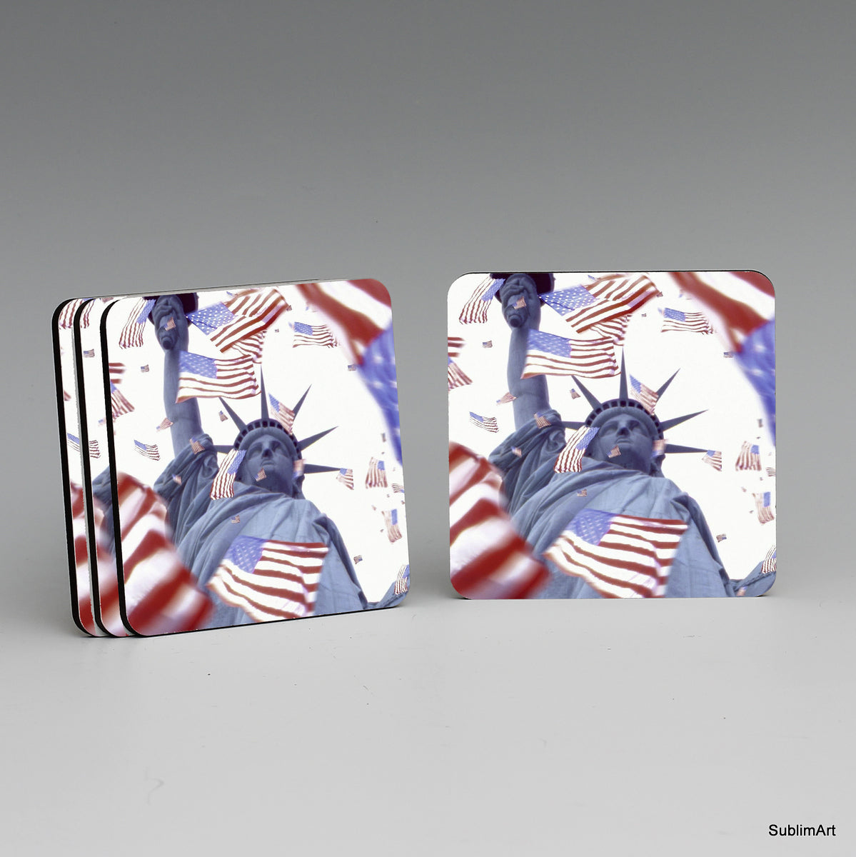 SUBLIMART: MDF Hardboard Set of 4 Coasters - Design: Patriotic USA 03