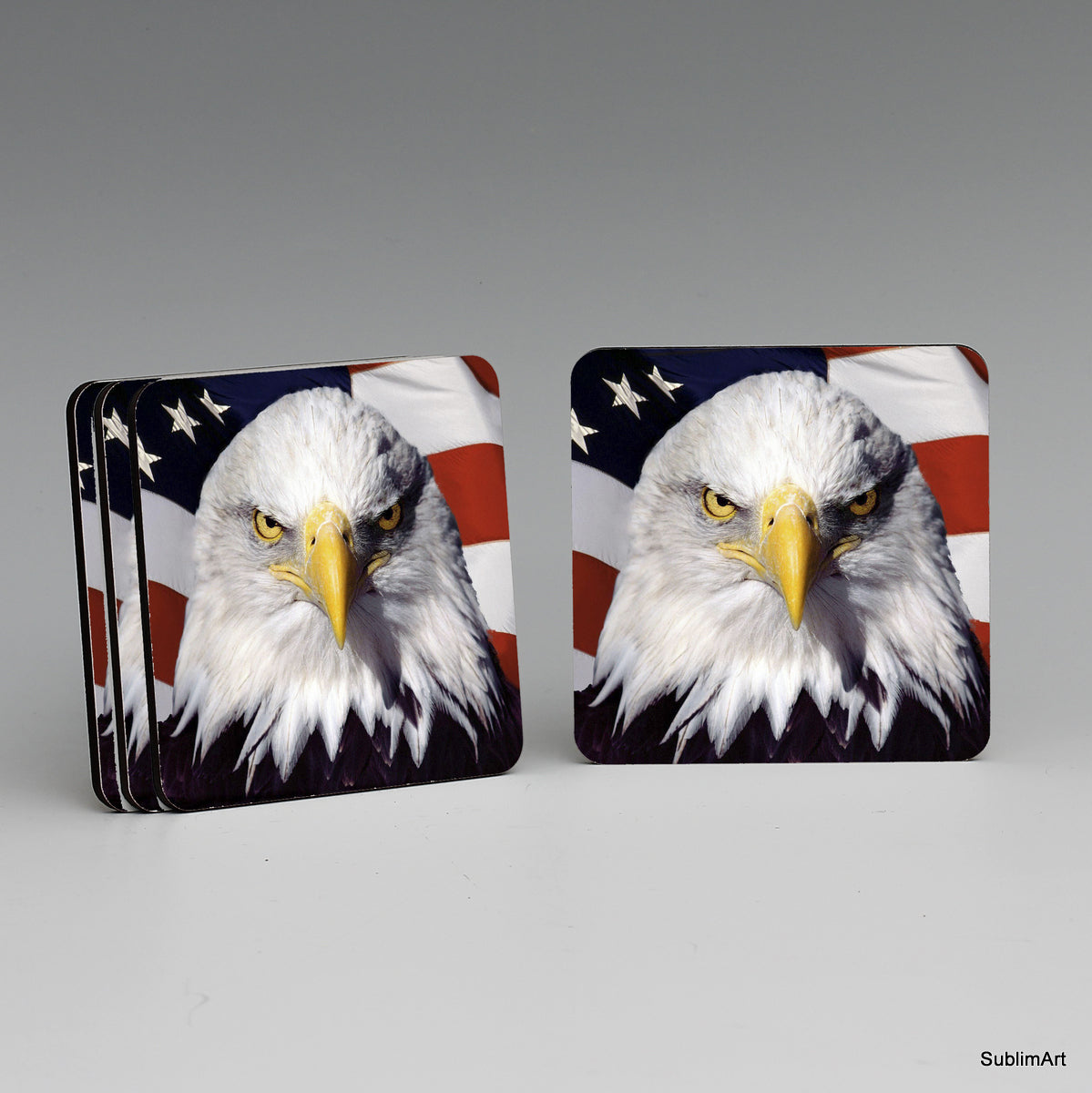 SUBLIMART: MDF Hardboard Set of 4 Coasters - Design: Patriotic USA 05