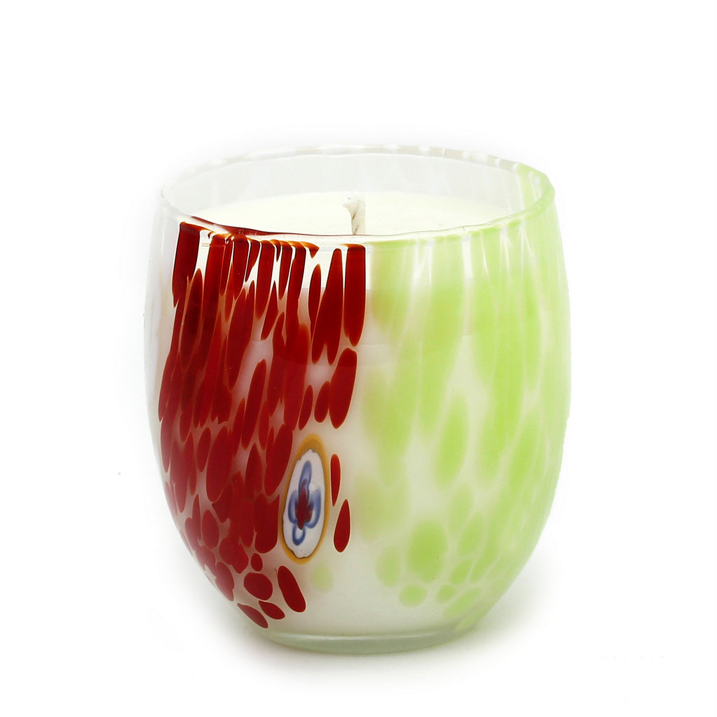 ITALIAN GLASS: Murano Style Tumbler Candle (Red Mix) - Artistica.com
