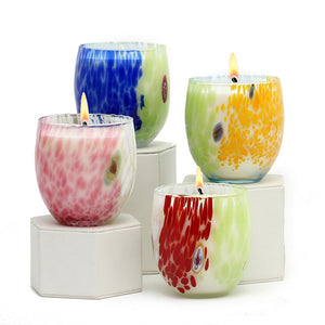 ITALIAN GLASS: Murano Style Tumbler Candle (Red Mix) - Artistica.com