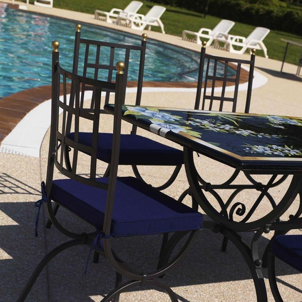 CERAMIC STONE TABLE + IRON BASE: ZARA Design^ - Hand Painted in Deruta, Italy. - Artistica.com