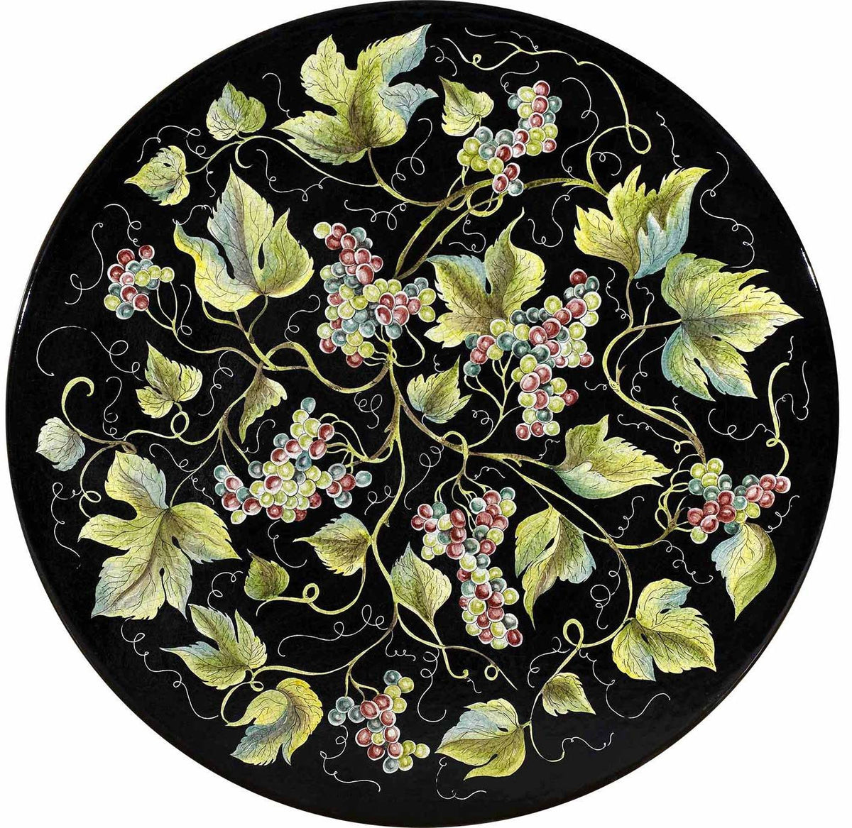 STONE ITALIAN TABLE + IRON BASE: ZURIGO Design^ - Hand Painted in Deruta, Italy. - Artistica.com