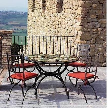 STONE ITALIAN TABLE + IRON BASE: ZURIGO Design^ - Hand Painted in Deruta, Italy. - Artistica.com