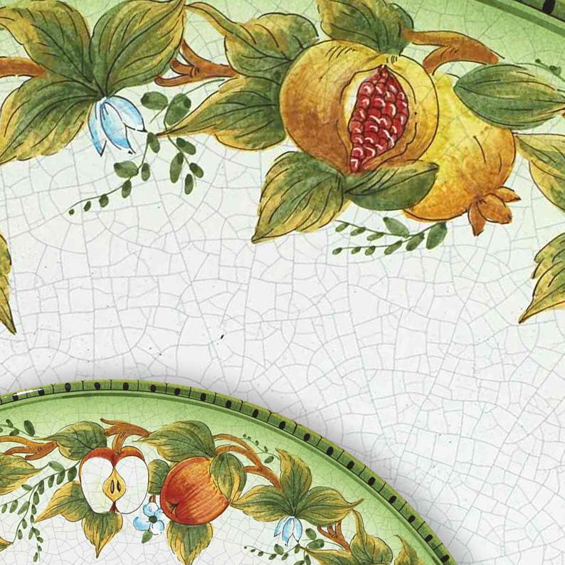 CERAMIC STONE TABLE + IRON BASE: CORTINA Design - Hand Painted in Deruta, Italy. - Artistica.com