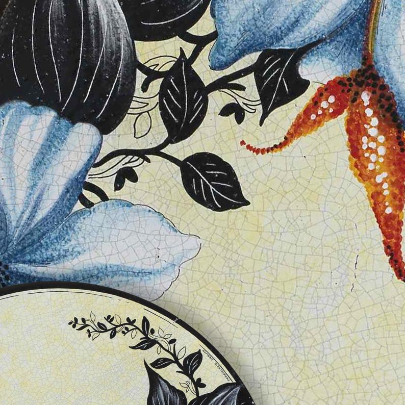 CERAMIC STONE TABLE + IRON BASE: CRACOVIA Design - Hand Painted in Deruta, Italy. - Artistica.com