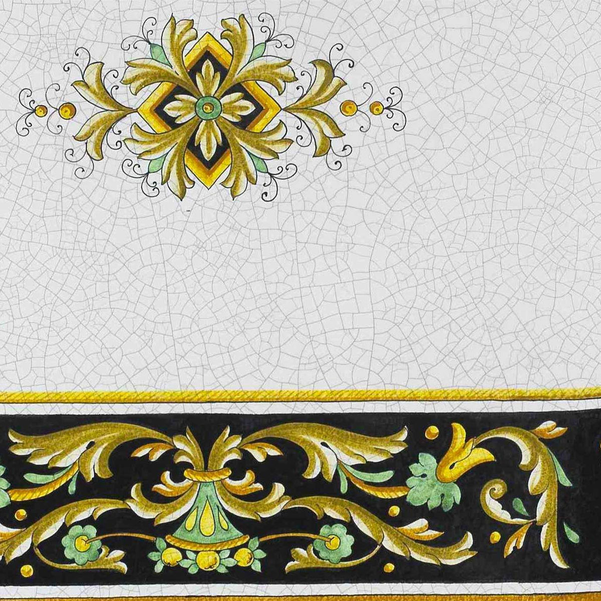 CERAMIC STONE TABLE + IRON BASE: IMPERIA Design^ - Hand Painted in Deruta, Italy. - Artistica.com