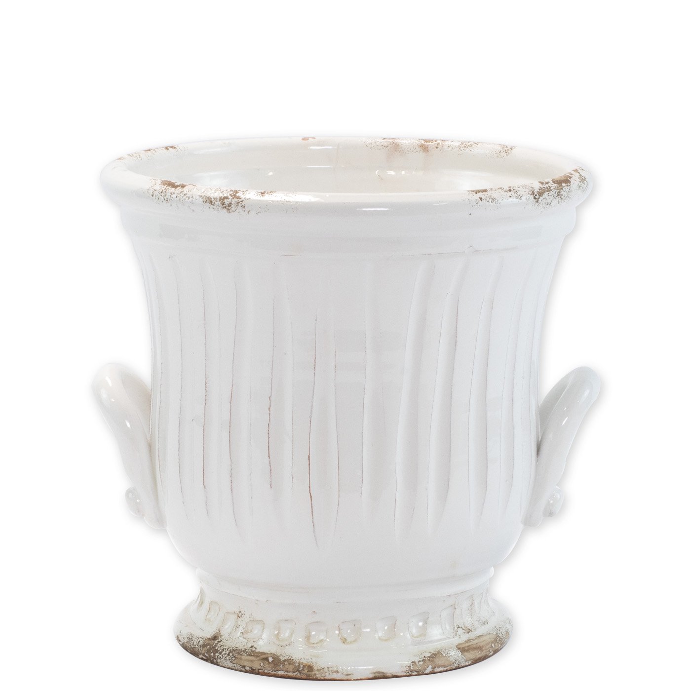 VIETRI: Rustic Garden White Medium Handled Cachepot - Artistica.com