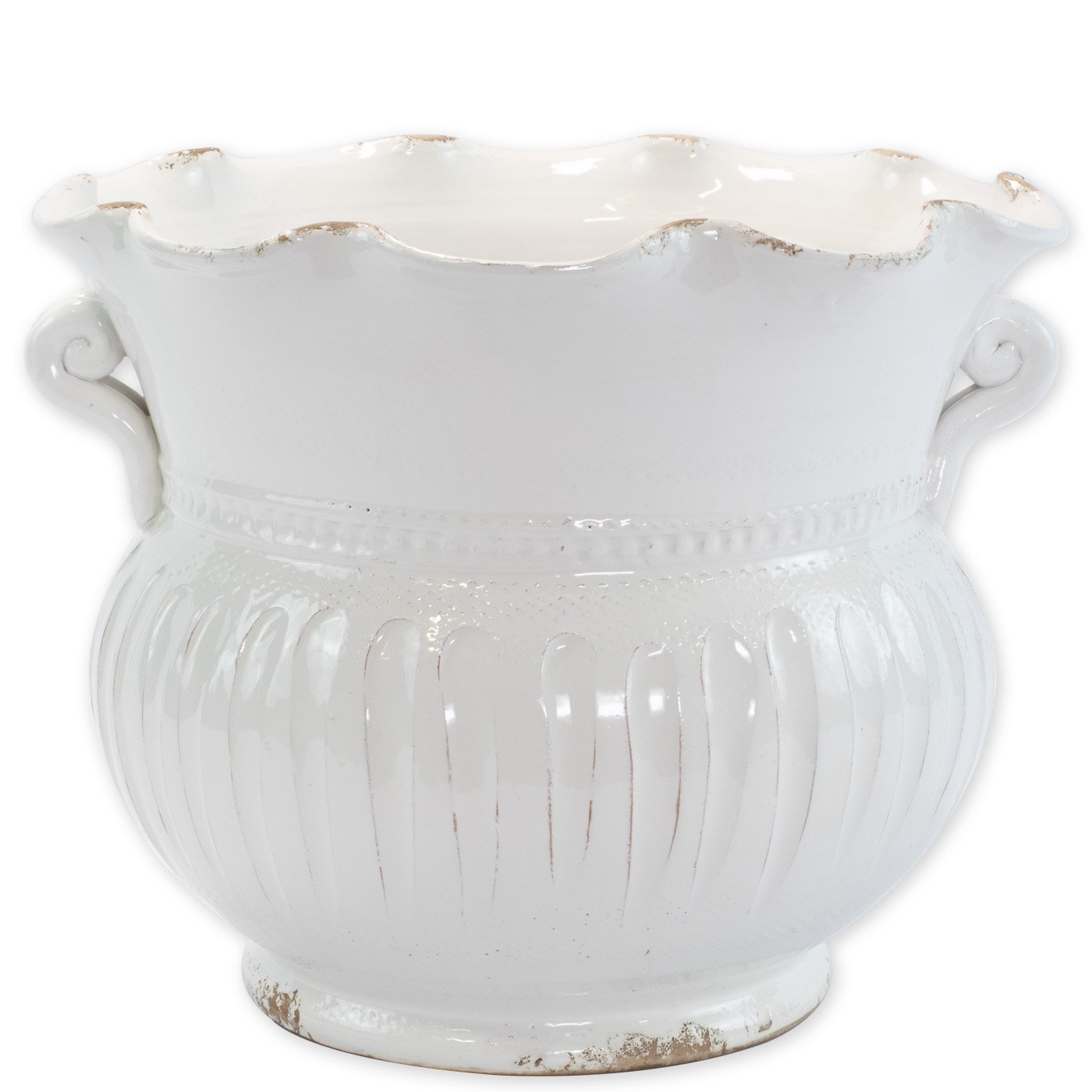 VIETRI: Rustic Garden White Large Scallop Planter - Artistica.com