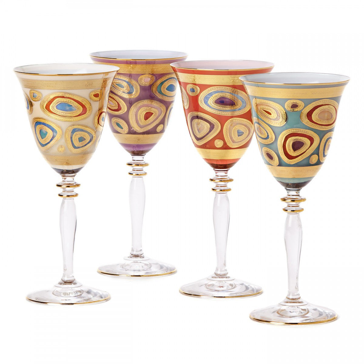 VIETRI: Regalia De Luxe Goblet Wine Glass Set (Sold as Set of 4 pcs ~ 1 of each color) - Artistica.com