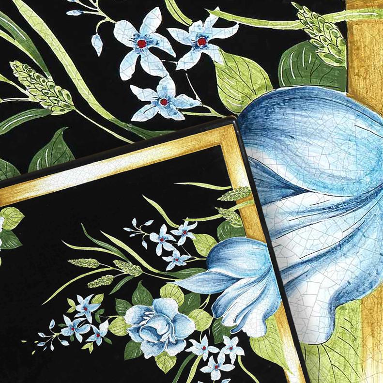 CERAMIC STONE TABLE + IRON BASE: ZARA Design^ - Hand Painted in Deruta, Italy. - Artistica.com